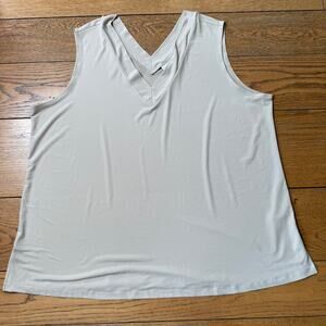Susan Graver Liquid Knit V Neck Tank 2XL Beige Tan Career Work Closet Staple